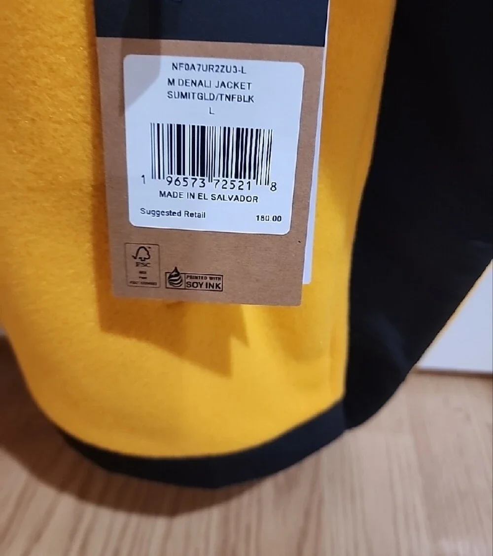 The North Face Men’s Summit Gold and Black Denali Fleece Jacket